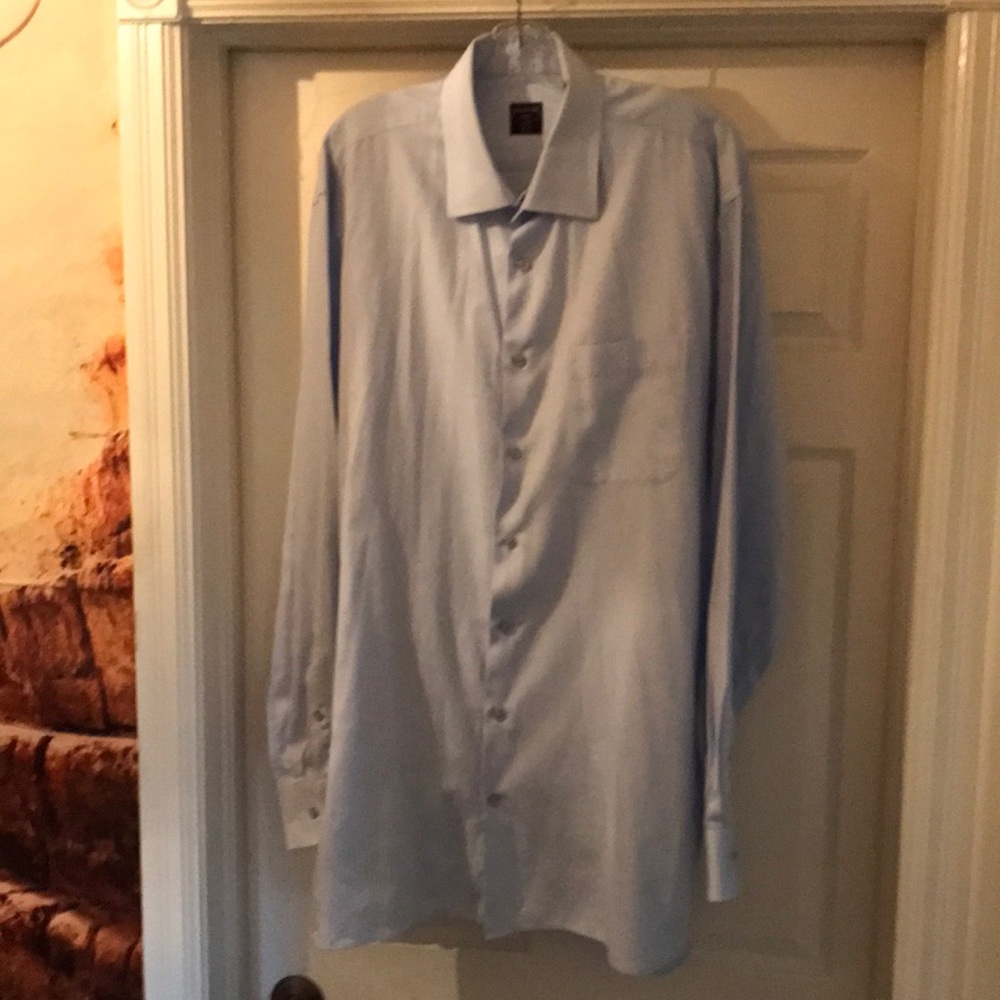 Men’s Modena by Christopher Lena Tall Man Dress Shirt Blue Size 17.5T